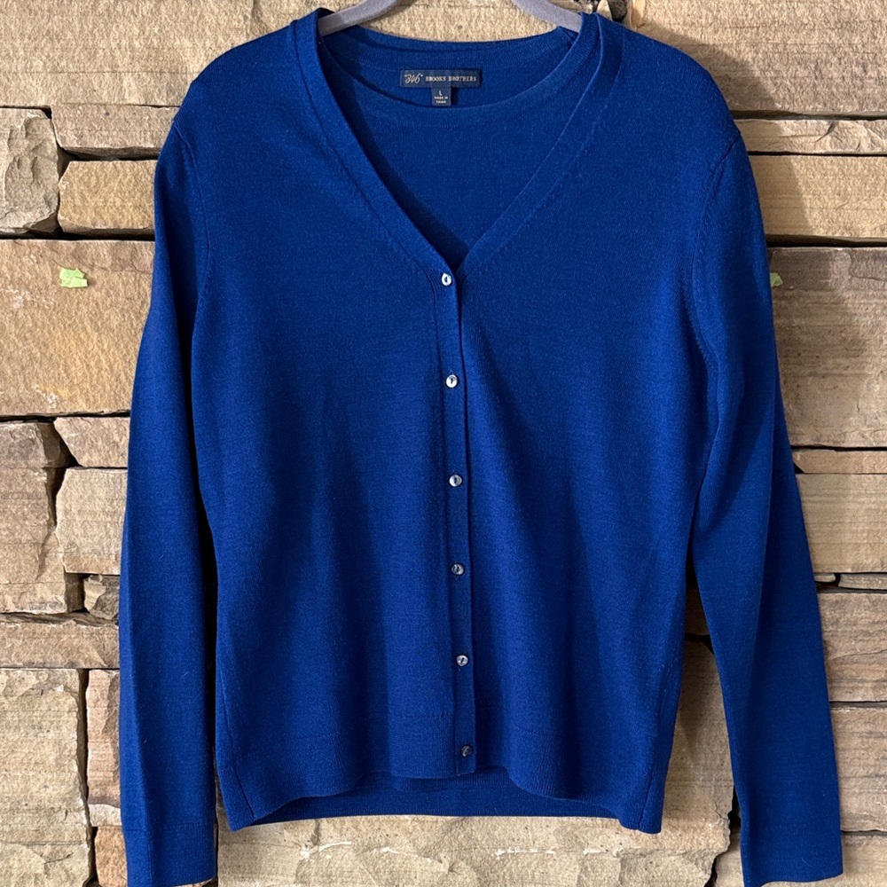Brooks Brothers 340 Royal Blue Sweater Set 100% Merino Wool Classic Elegance